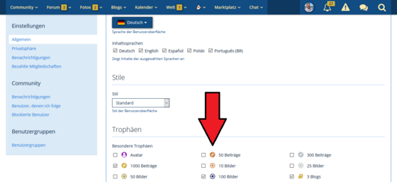 Trophäen aktivieren und anzeigen lassen – Kontrollzentrum – Allgemein – Einstellungen