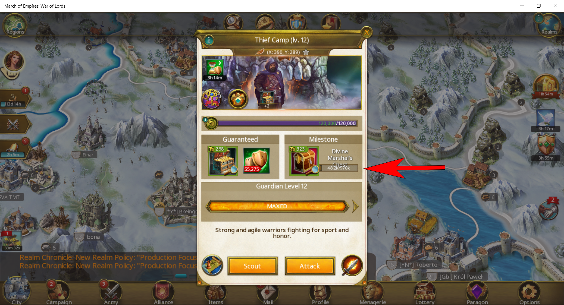 Reaching Milestone of Camp to get Marshal Chest 3 times  - March Of Empires - War Of Lords